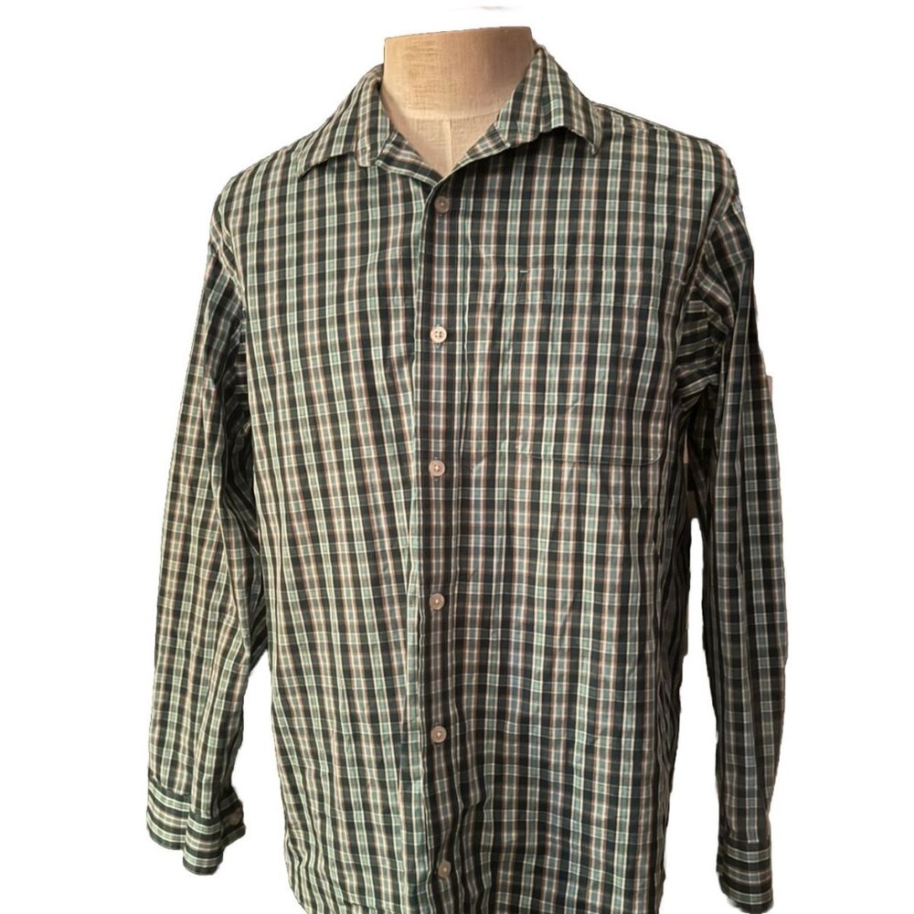 Duluth Trading Wrinkle Fighter Long-Sleeve Button Shirt Soft Men's Size L Plaid